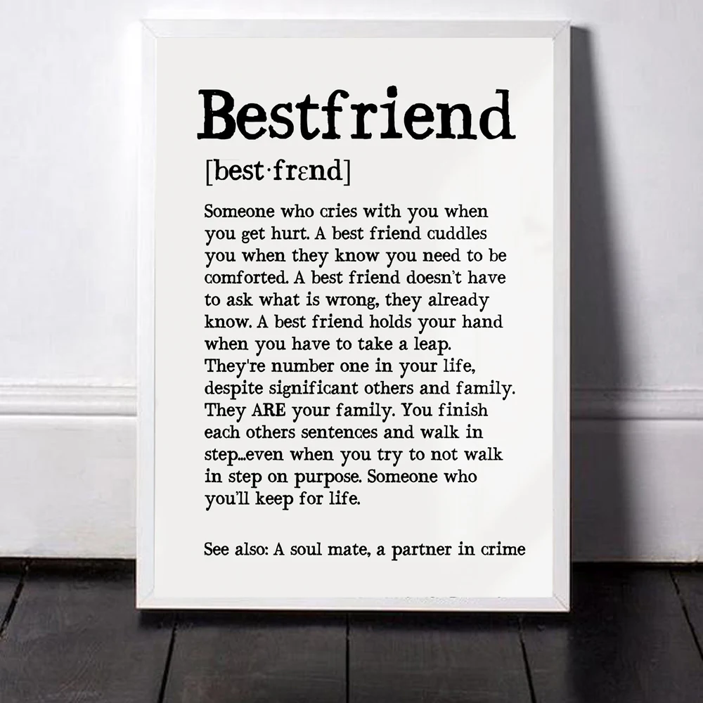 Best Friend Gift Ideas Quote Canvas Painting Black White Simple Posters And Prints Wall Art Pictures Home For Living Room Decor