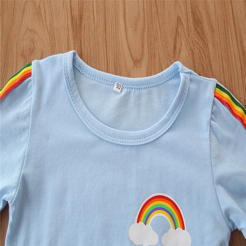 CYSINCOS/осенне-зимний комплект одежды для маленьких мальчиков и девочек, комплект одежды из 2 предметов Детский костюм детская одежда для малышей Костюм с рисунком радуги