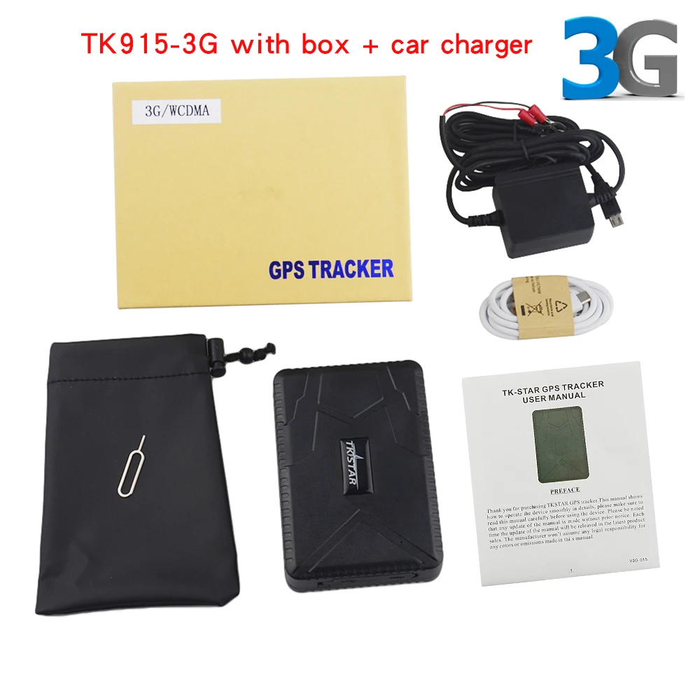 With box and charger 3g Автомобильный gps трекер TK915-3g gps-локатор для слежения за автомобилем с водонепроницаемым сильным магнитом добавить дистанционно голосовой монитор режим сна - Цвет: With box and charger