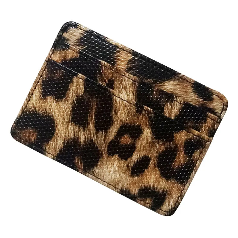 WA023 Новое поступление маленький мини леопардовый узор из искусственной кожи банк Бизнес Id держатель для карт кошелек чехол для мужчин женщин с 6 слотами - Цвет: Ball leopard