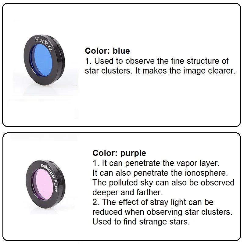 Optical Filter Set Moon Skyglow Filter Accessories for Astronomical Telescope Cluster Moon Star Cloud Thread Moon Filter Lens
