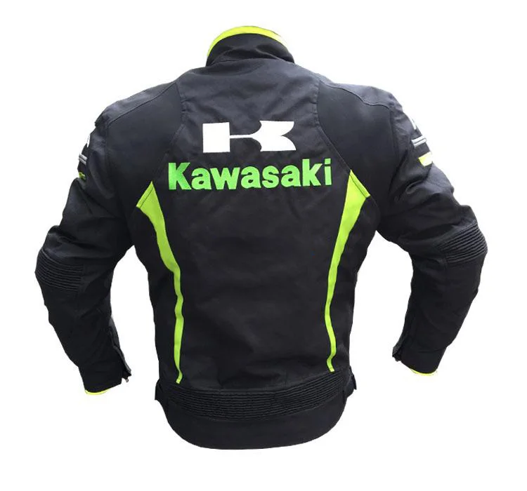 Один комплект мотоциклетная куртка с брюками для гоночной команды kawasaki устойчивые к падению брюки с теплой подкладкой ветрозащитная Водонепроницаемая AI