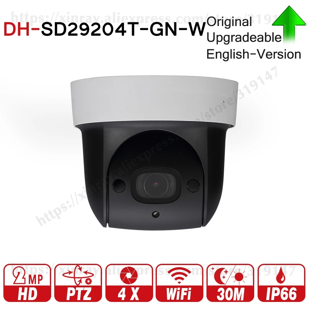 Dahua,, SD29204T-GN-W, 2MP, 1080 P, 4X, оптический зум, PTZ, WiFi, сетевая IP камера, CCTV, 30 м, ночное видение, беспроводная, WDR ICR DNR IVS