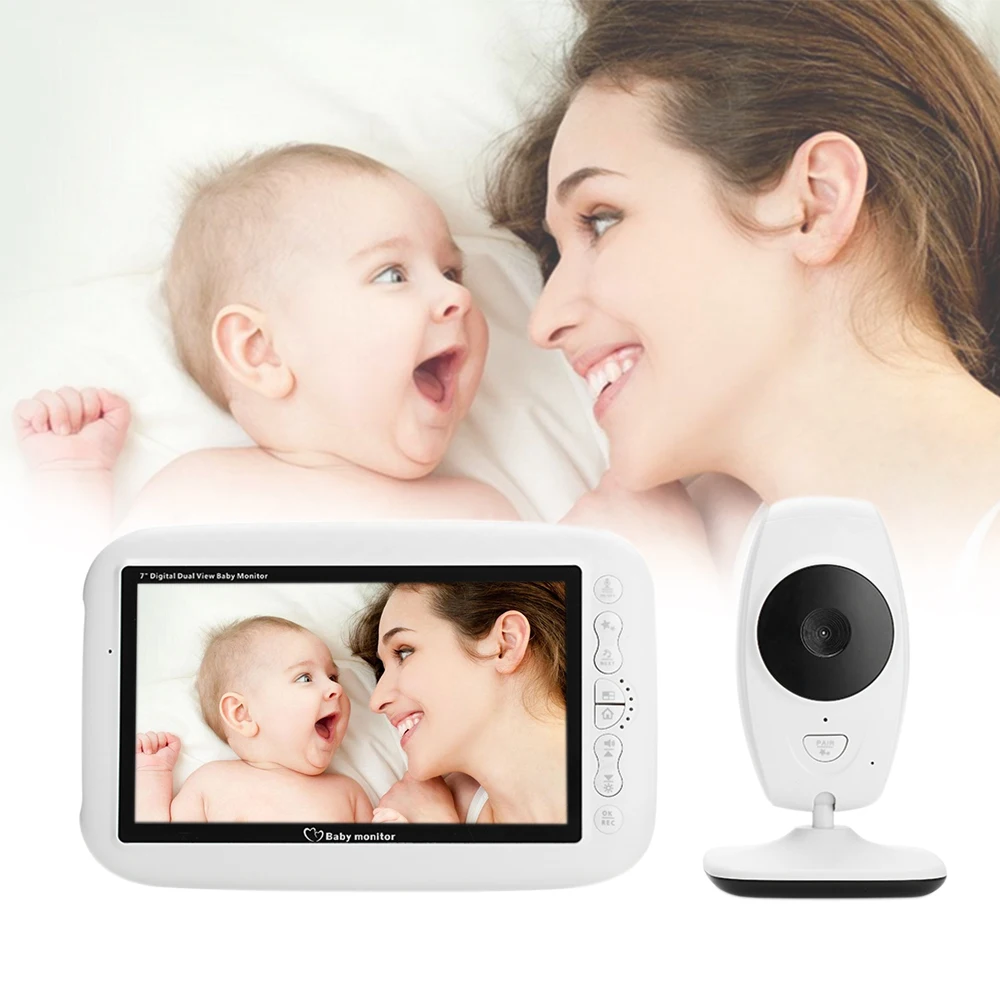 

CYSINCOS 7 Inch Wireless Baby Monitor Screen Night Vision Lullaby Nanny Video Baby Monitor Supports Screen Split New