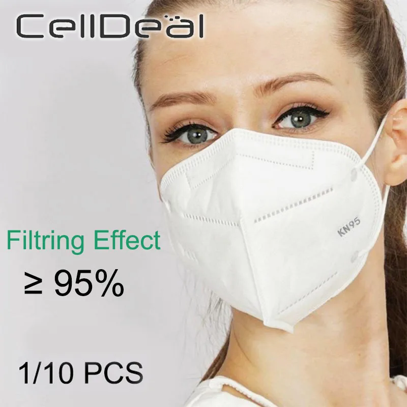 

1/10PCS KN95 Dustproof Anti-fog and Breathable Mouth Face Masks 95% Filtration N95 Respirator Masks Same As KF94 FFP2 PM2.5