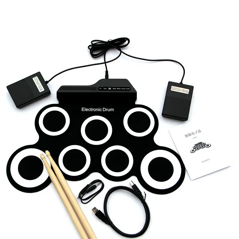 Electronic Drum Set /7 Electronic Drum /7 Tone /8 Demo Song/ 7 Drum Pads Metronome Function /External Instrument Input Available