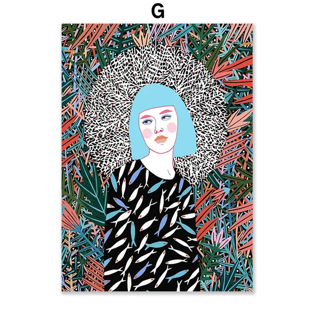 Abstract Dazzling Girl Lady boho Wall Art Canvas Painting Nordic Posters And Prints Wall Pictures For Living Room Salon Decor G