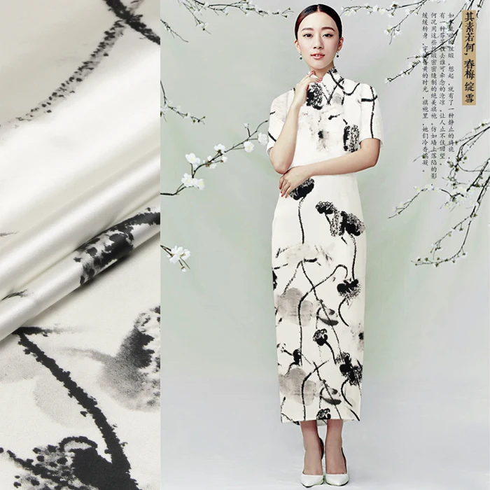 118 см Широкий шелк стрейч атласная ткань 19 мм цифровой струйный китайский шелк ткань стрейч спандекс ткань оптом шелковая ткань