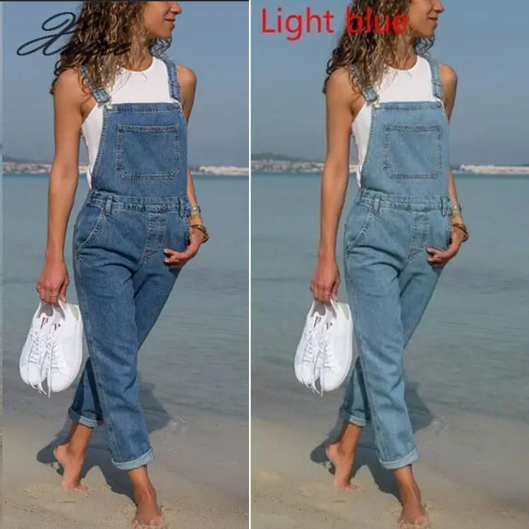 

Xnxee 2020 Women's Denim Bib Pants Large Size Solid Color