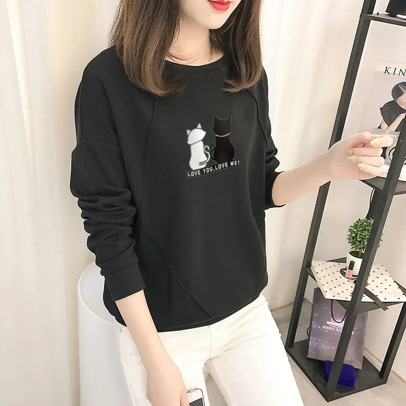 Cotton sweater with early autumn tide ladies Korean version of the thin section loose 2020 new fashion shirt casual sportswear