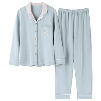 

Fast Shipping Cotton Women's Pajamas Set Autumn Winter Pyjamas Cartoon Sleepwear Home Clothes For Women Lingerie