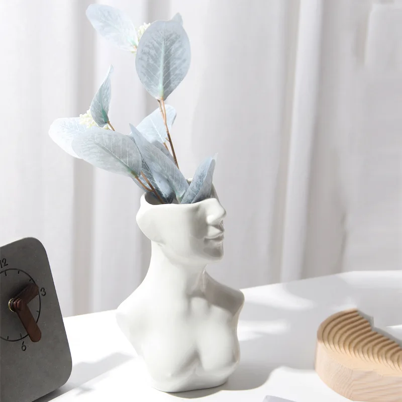 Ceramic Body Art Vase, Succulents Face Flower Pot Head, Garden Office Ornaments, Living Room Desktop Decoration, Home Decor 4