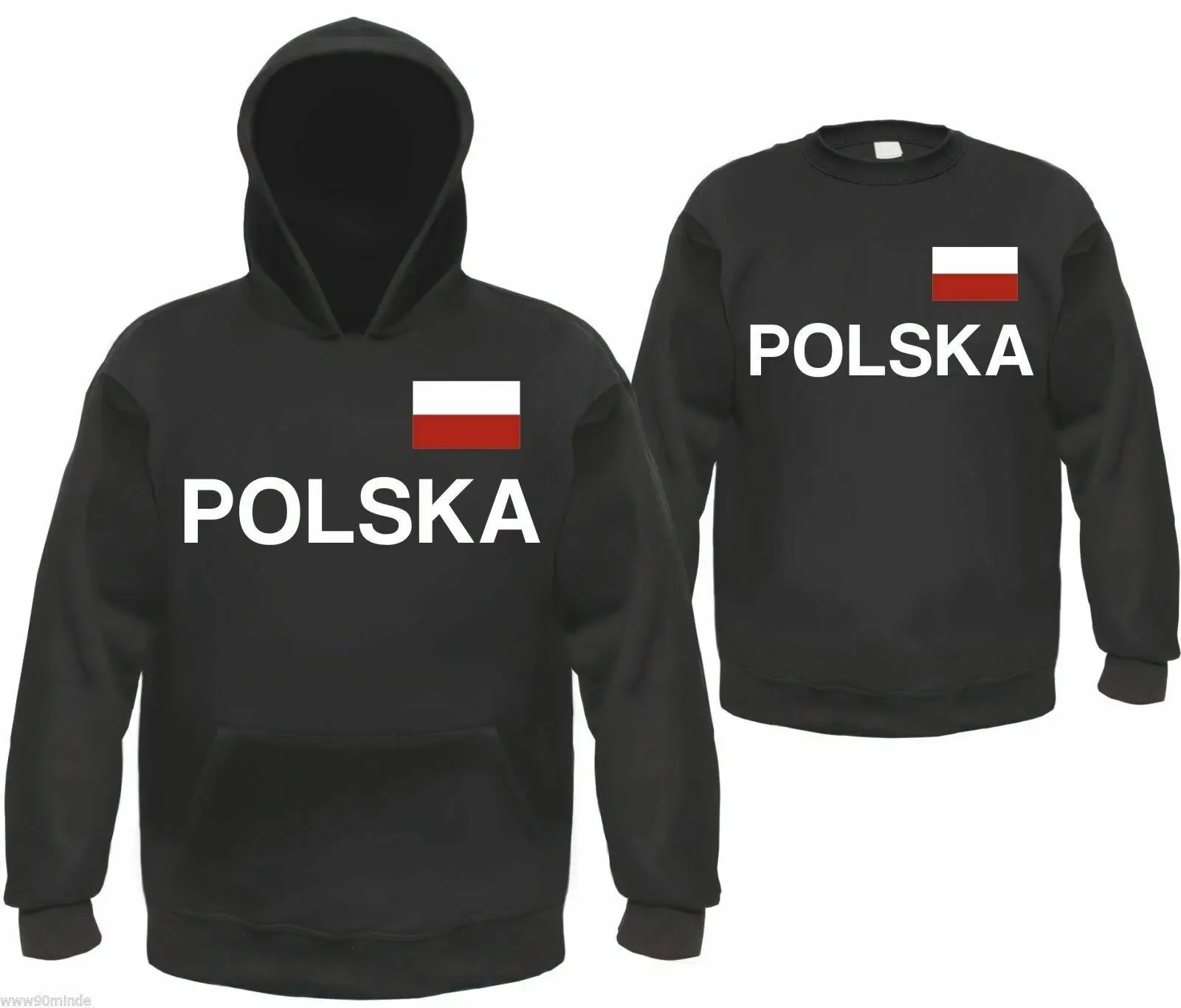 Польская Толстовка или Толстовка-с принтом флага-S до 3XL-черный-Польша