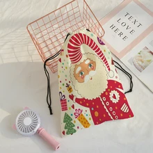 Милый подарок карман счастливый Рождественский Рисунок сумка Рождественский подарок на шнурке сумки для женщин мульти-стиль рюкзак для путешествий