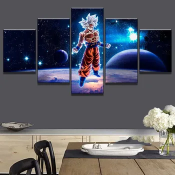 

5 Pieces Canvas Wall Art Framed HD Printed Large Dragon Ball Exoplanet Anime Paintings Home Decorations for Houses Gifts