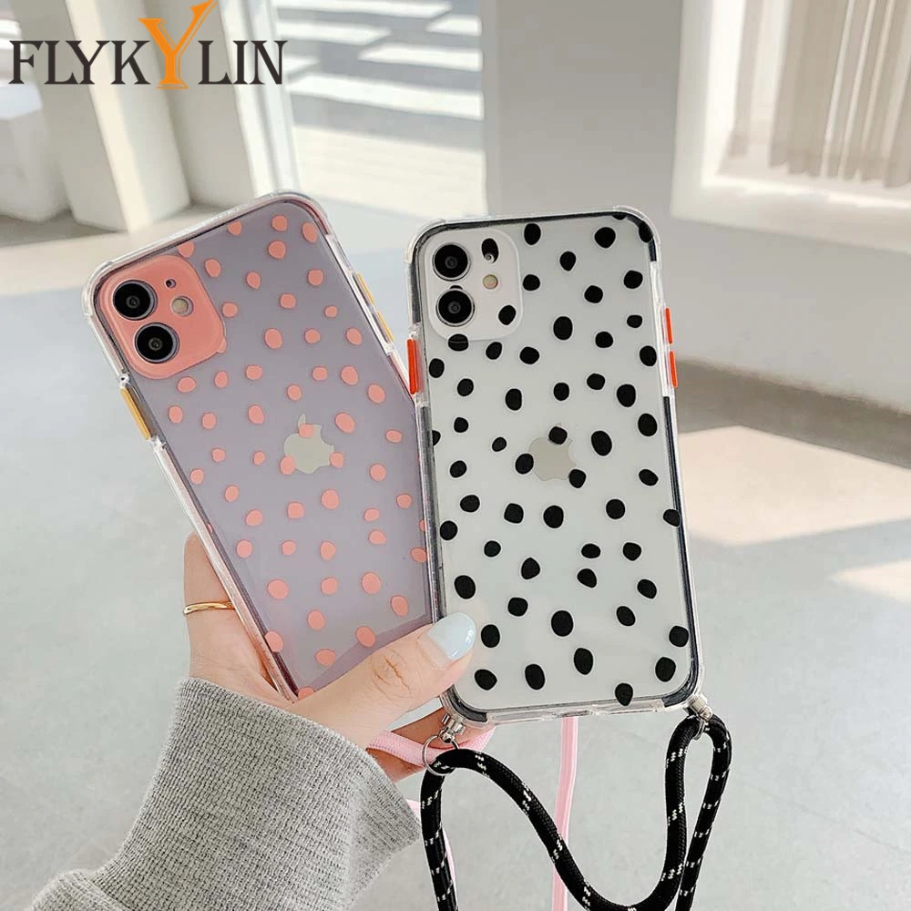 iphone 6 cardholder cases Candy Color Lanyard Phone Case for iPhone 11 Pro 12 Mini XS Max XR X 7 8 Plus SE 2020 Soft Transparent TPU Silicone Cover Fundas iphone 8 wallet case