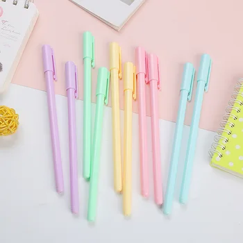 

50PCS Caron Candy Color Medium Pen 0.5mm Signature Lovely Black Water Pen Student Notes Test Gel Pen Cute Stationary Supplies