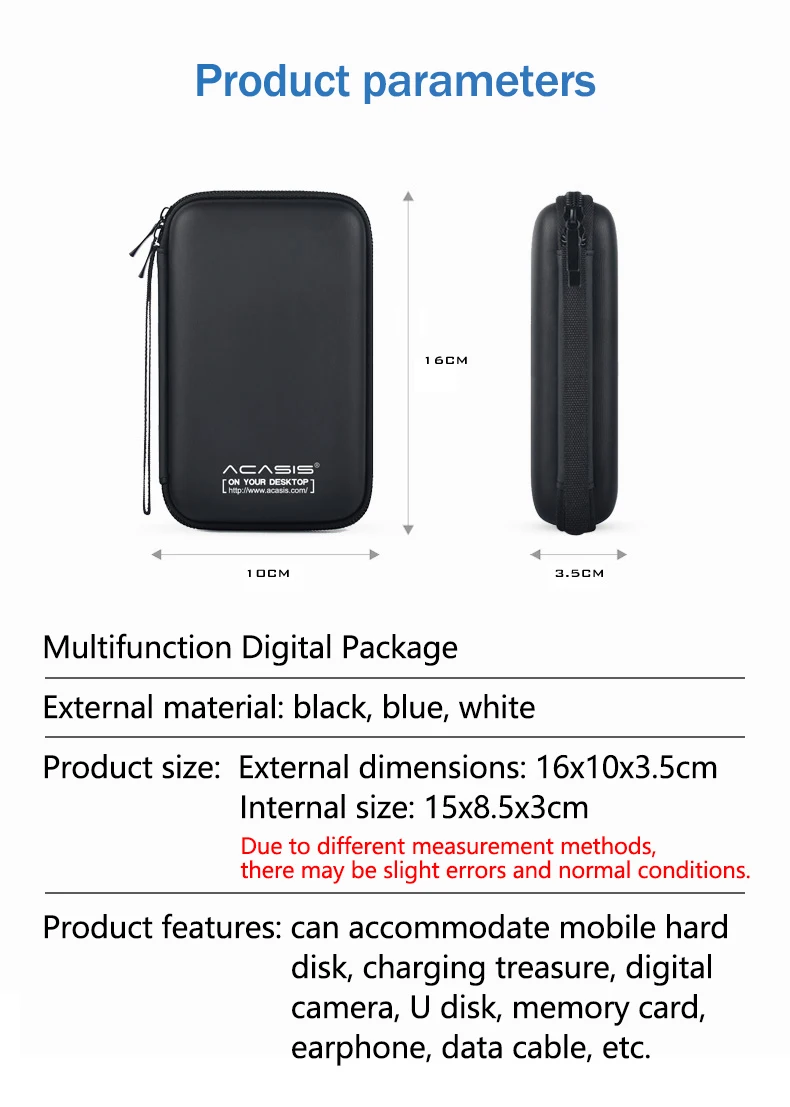 ACASIS 2.5 Inch Multifunctional Hard Drive Disk Bag