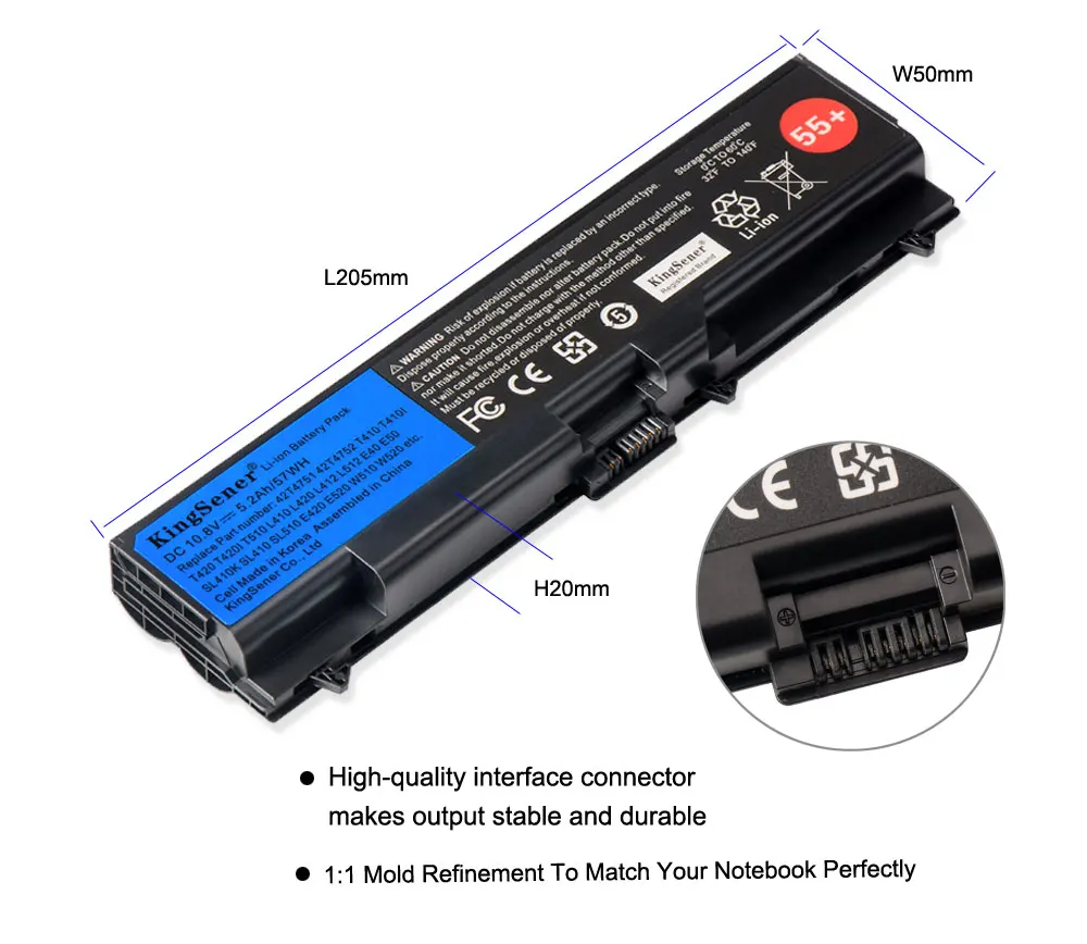 KingSener Laptop batterie für ThinkPad L512 L412 L520 E425 E520 E525 W520 T410 T420 T510 T520 42T4751 42T4752 42T4885 42T4886 55 +