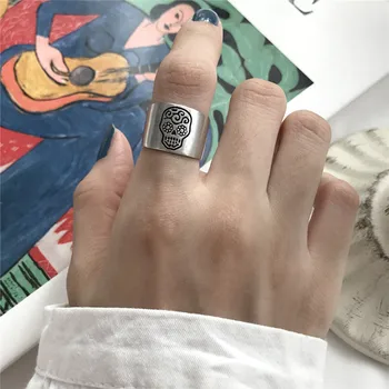 

RUIYI Real 925 Sterling Silver Brushed Frosted Crossbones Open Ring Women Cute Fashion Hyperbole Skull Rings Pure Silver Jewelry