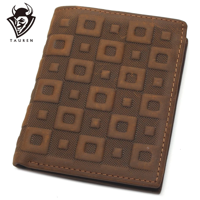 New Men's Top Layer Leather Lattice Wallet Business Real Luxury and Classical Design Mens Small