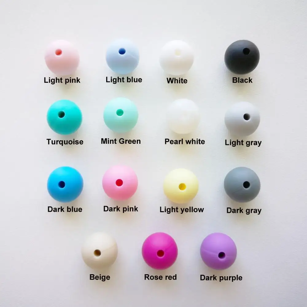 200pcs Silicone Beads Round 12mm Baby Teething Teether Chew For Pacifier Clips Necklace BPA free Toy | Мать и ребенок