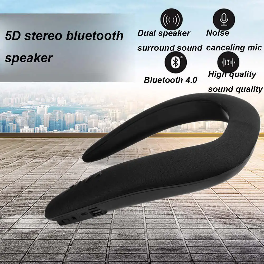 EastVita Bluetooth Speaker 5D Stereo Wireless Music Player Wearable Neck Ring Built-in 1200mAh Microphone Call Function r35 | Электроника