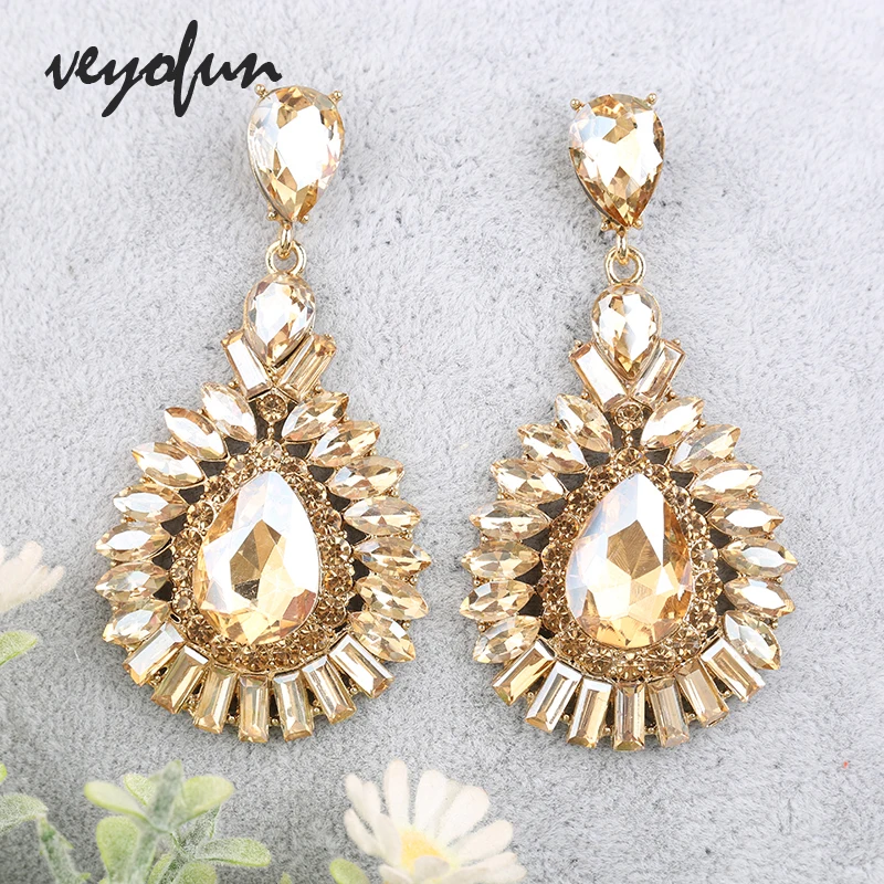 Veyofun Classic Crystal Drop Earrings Hyperbole Bridal Dangle Earrings Fashion Jewelry for Women Gift New