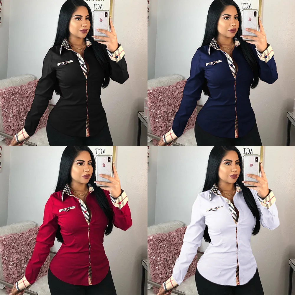 Женская рубашка с вышитыми пуговицами и принтом длинным/коротким рукавом