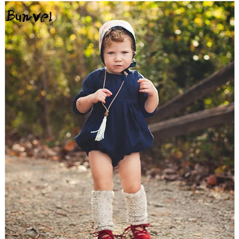 Bunvel/осенне-зимняя одежда для маленьких мальчиков; боди; Однотонный костюм с длинными рукавами для новорожденных; Одежда для маленьких девочек; комбинезон; f