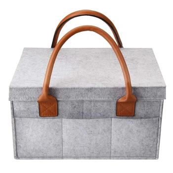 

CSS Car Caddy Organiser, Baby Diaper Caddy, Nappy Organiser Grey Basket Stroller Organizer Diaper Storage Bin For Car Compartmen