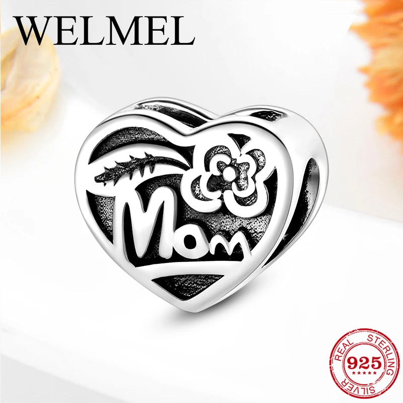 

Mother's Gifts 925 Sterling Silver Flower Heart Charms Letter Bead Fit Original European Pandora Bracelet Silver 925 Jewelry