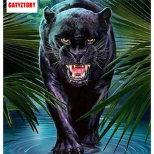 GATYZTORY 3D алмазная живопись полная квадратная дрель домашний декор DIY Стразы мозаичная картина на заказ стена с фотографиями арт Черная пантера