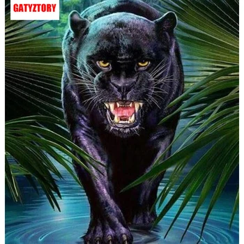 

GATYZTORY 3D Diamond Painting Full Square Drill Home Decor DIY Rhinestone Mosaic Picture Custom Photos Wall Art Black Panther