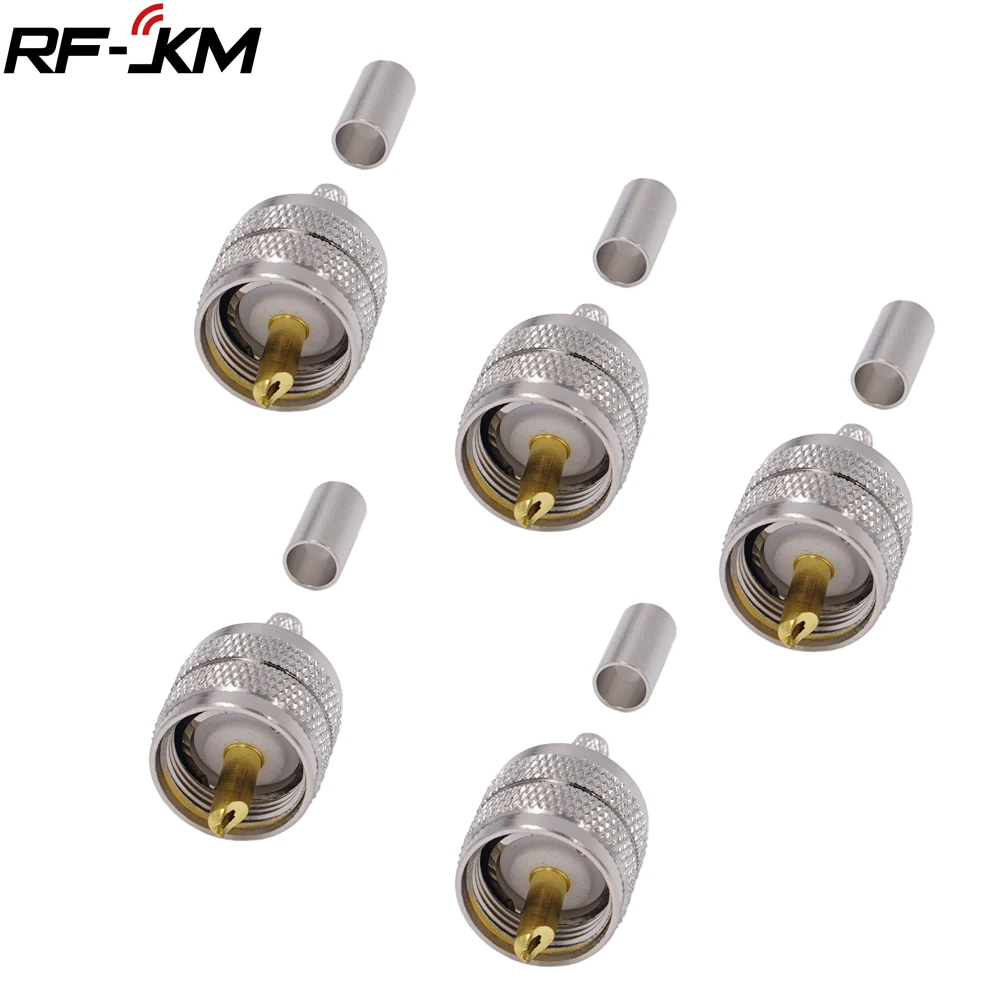Conector Coaxial rf para Cabo Plugue Macho Crimp Uhf Pl259 Rg58 Lmr195 Rg400 Rg142 Lmr200 10 Pcs