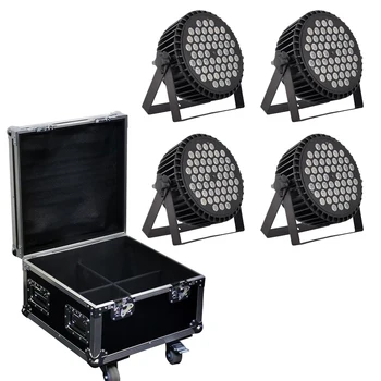 

4 pieces / 54x3w LED Par Light + flight case RGB 3-in-1 Full color cast aluminum par light IN/OUT plug DMX512 led lights