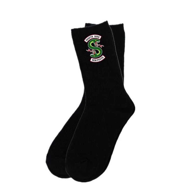 

Riverdale Black Sock Cartoon South Side Serpents Hat Long Knee-high Warm Stitching Pattern Antiskid Casual Sock