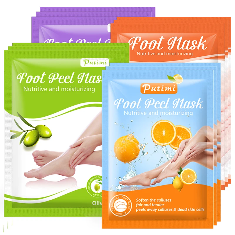 

PUTIMI 4pairs Feet Peeling Mask for Legs Lavender Exfoliating Foot Mask Peel Patches Remover Dead Skin Feet Care Pedicure Socks