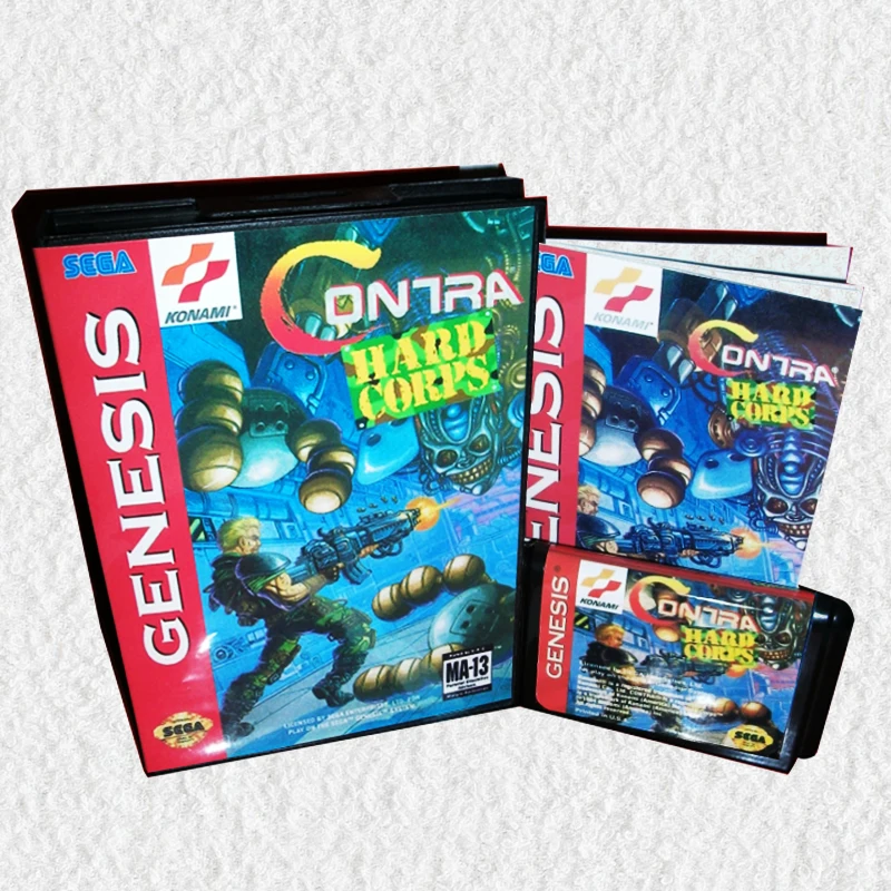Contra Hard Corps NTSC-U чехол для США с коробкой и руководством Sega MegaDrive игровая консоль 16