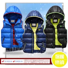 Осенью и зимой, из вельвета, для мальчика, стиль жилет для крупных мальчиков, толстый хлопковый жилет на пуху для детей плотная куртка с капюшоном для девочек, пальто