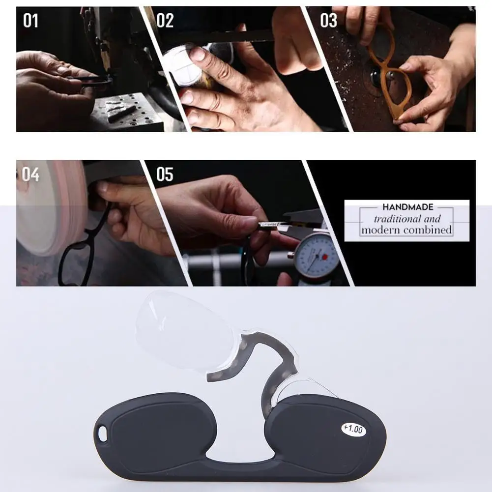 Унисекс новейшая мода зажим для носа очки для чтения мини портативные безручные очки для чтения пластиковые очки для чтения многофункциональные
