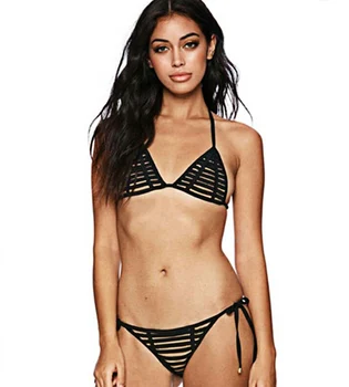 

String Bikini Mesh Swimsuit 2019 Swimwear Swimming Suit For Women Solid Bathing Suit Hollow May Bathers Maillot Biquini