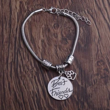 12 шт., лучшие друзья, два сердца, круглые браслеты с подвесками собачья лапа, браслет из цепочек с сердечками, женские, мужские, лучшие друзья, подарки на Рождество, хит