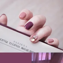 Маникюр патч готовой продукции Лето Hyuna фиолетовый хипстер нежный элегантный был белый рука поддельные ногти оболочки кончик ногтей