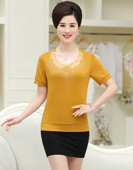 

Summer 2020 short sleeve t shirt blue Women Top Garment