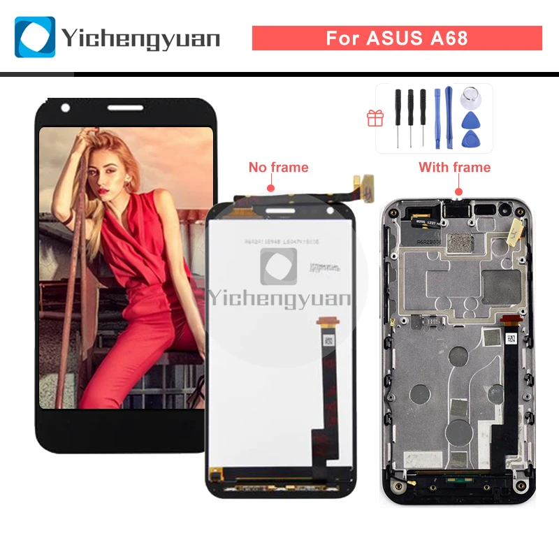 Новый 4-дюймовый ЖК-экран + стеклянная Оцифровка с рамкой замена для ASUS PadFone 2 A68