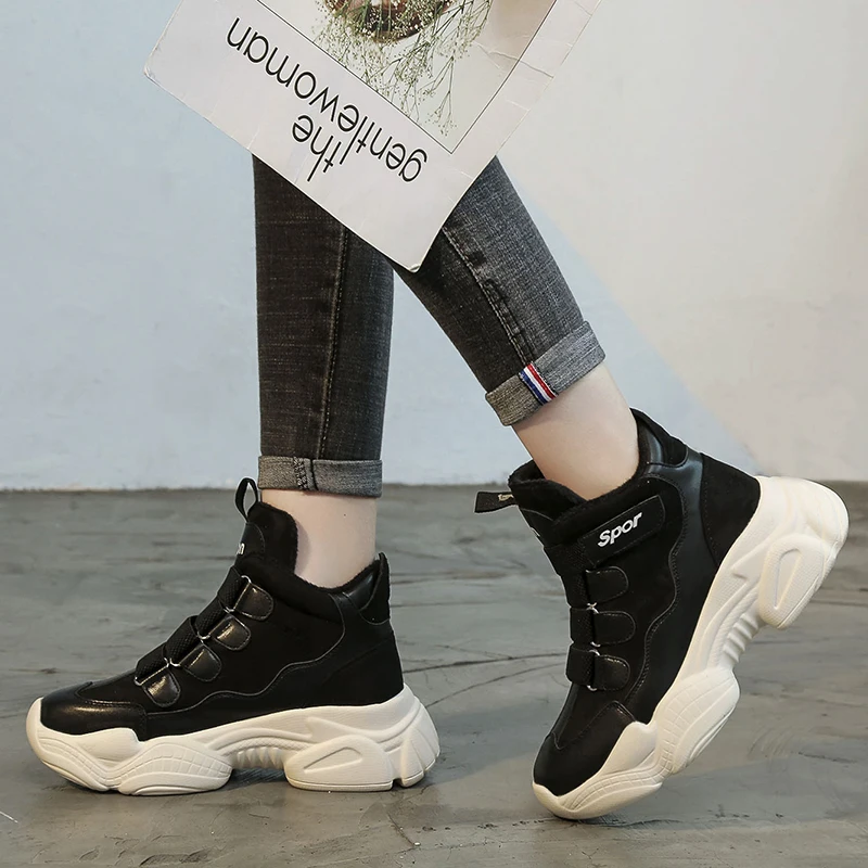 

Rimocy 2019 New Womens Winter Platform Shoes Fashion Pu Patchwork Thick High Heels Ankle Boots Woman Comfort Warm Botas Mujer