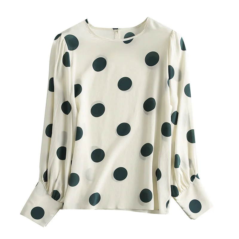 Sliviye Dot Prints Silk Long-Sleeved Upper Garment
