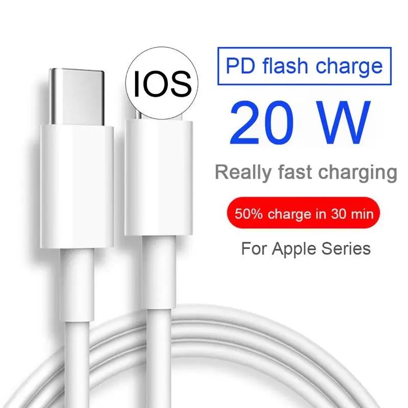 2021 carregamento rápido 20w USB-C tipo-c cabo cabo carregador para iphone 12 pro max mini 12pro 11 xs xr x se 2020 ipad carregamento fio