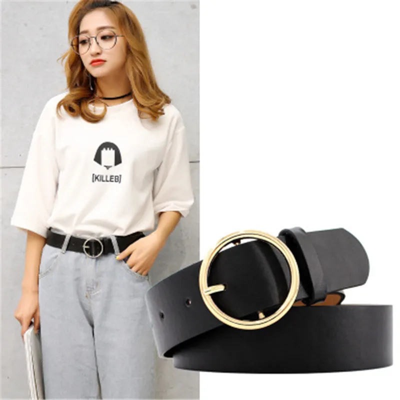 

New Round Buckle Women's Belt Wild Skirt Denim Pants belt Explosive accessories belt feminino cinturones PU Leather